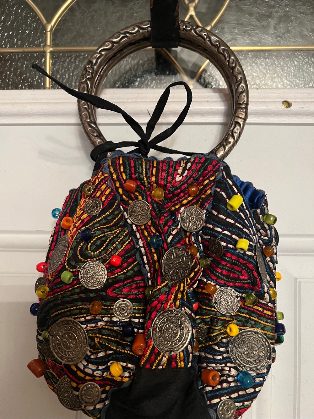 Chico's Multicolor Embroidered Coin & Bead Wristlet